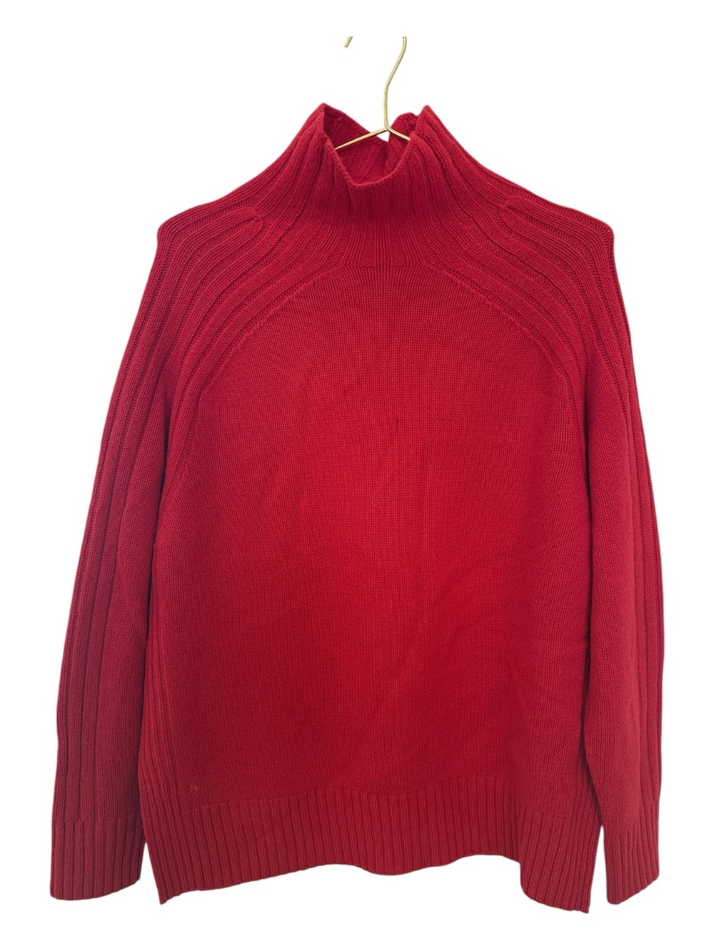Polo Ralph Lauren Red Wool Cashmere Ribbed Mock Neck Turtleneck Sweater - Large